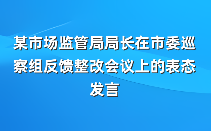 某市场监管局局长在市委巡察组反馈整改会议上的表态发言