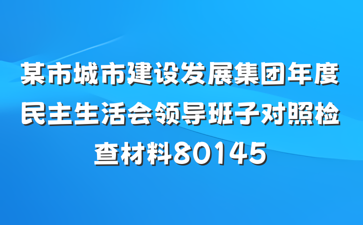 某市城市建设发展集团年度民主生活会领导班子对照检查材料80145