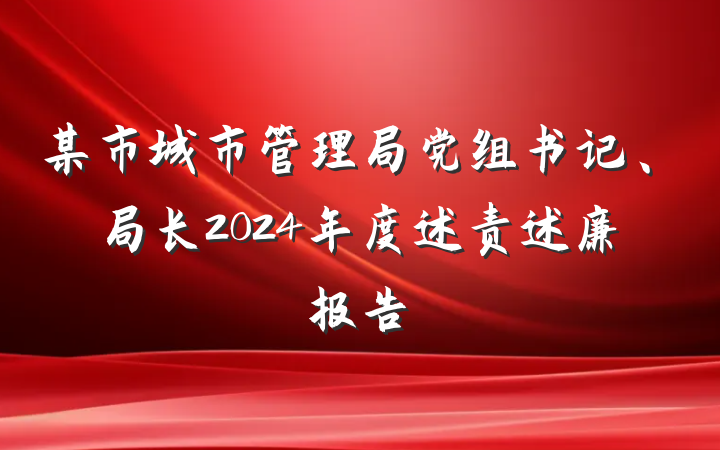 某市城市管理局党组书记、局长2024年度述责述廉报告