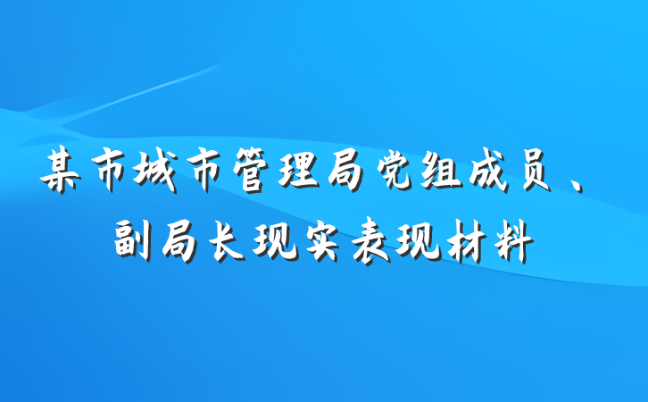 某市城市管理局党组成员、副局长现实表现材料