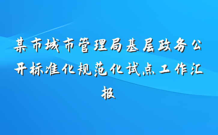 某市城市管理局基层政务公开标准化规范化试点工作汇报
