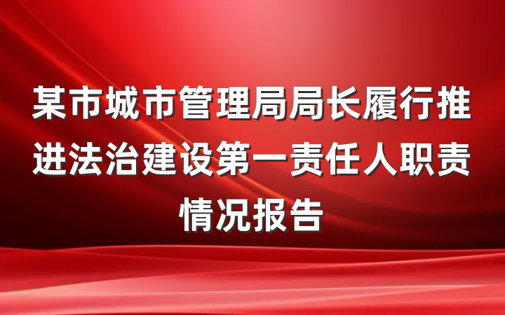 某市城市管理局局长履行推进法治建设第一责任人职责情况报告