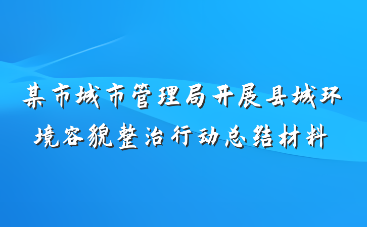 某市城市管理局开展县城环境容貌整治行动总结材料