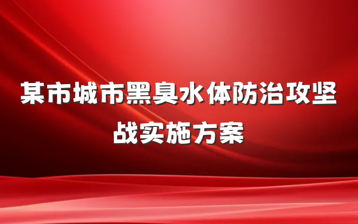 某市城市黑臭水体防治攻坚战实施方案