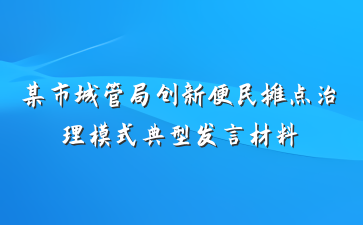 某市城管局创新便民摊点治理模式典型发言材料