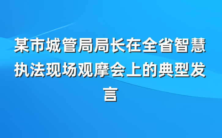 某市城管局局长在全省智慧执法现场观摩会上的典型发言