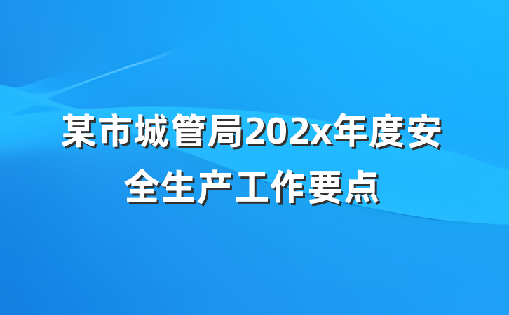 某市城管局202x年度安全生产工作要点