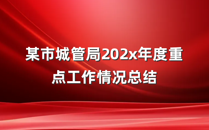 某市城管局202x年度重点工作情况总结