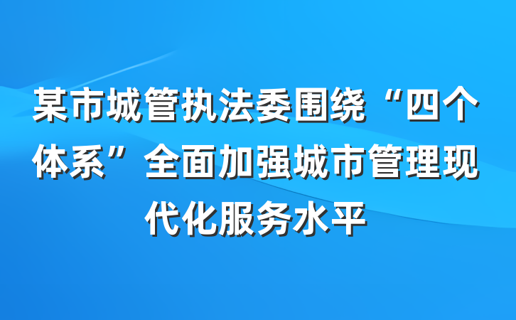 某市城管执法委围绕“四个体系”全面加强城市管理现代化服务水平