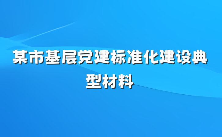 某市基层党建标准化建设典型材料