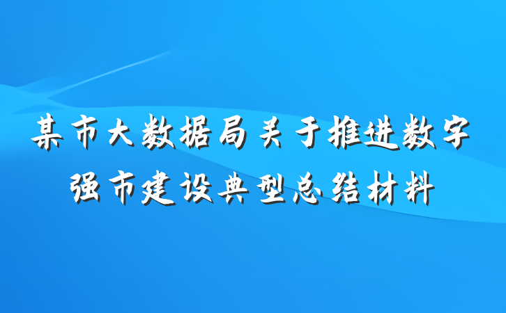 某市大数据局关于推进数字强市建设典型总结材料