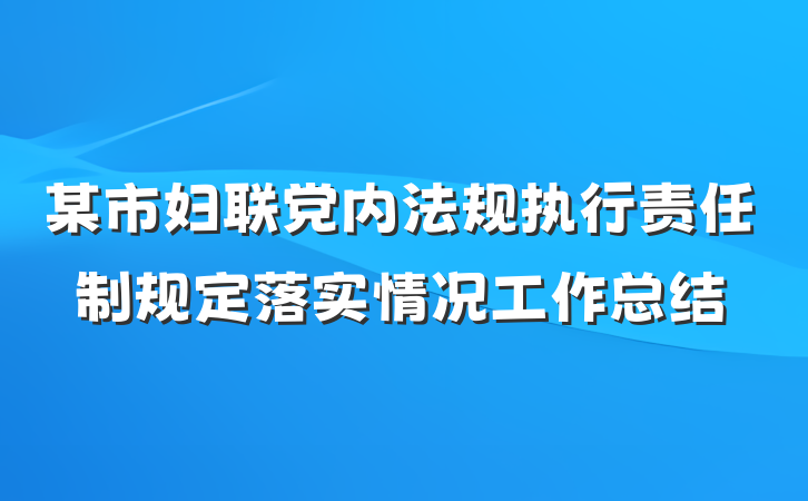 某市妇联党内法规执行责任制规定落实情况工作总结