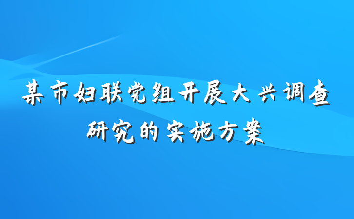 某市妇联党组开展大兴调查研究的实施方案