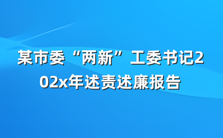 某市委“两新”工委书记202x年述责述廉报告