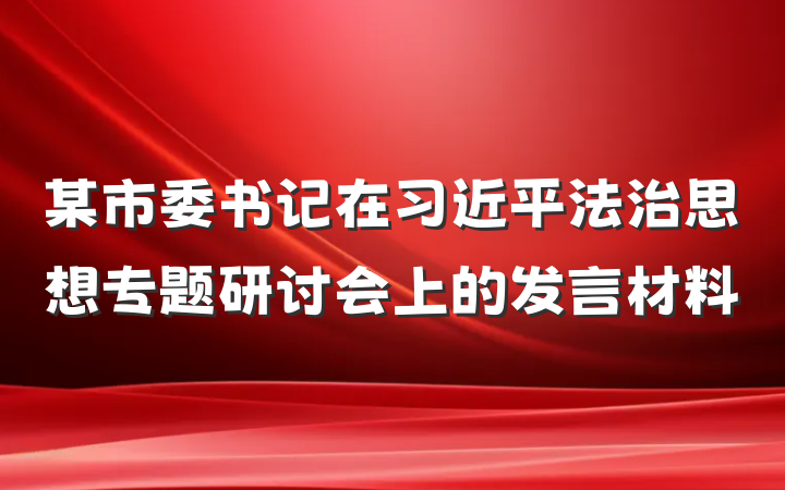 某市委书记在习近平法治思想专题研讨会上的发言材料