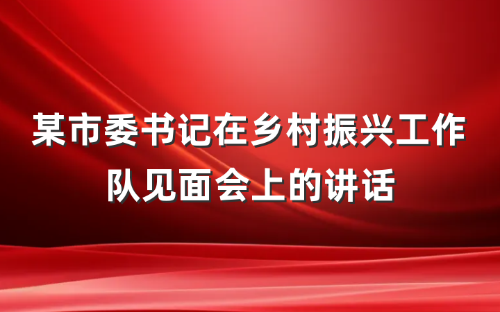 某市委书记在乡村振兴工作队见面会上的讲话