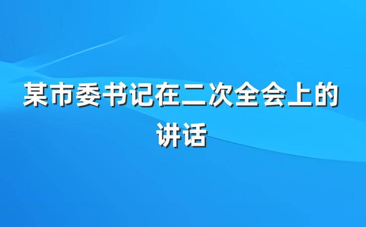 某市委书记在二次全会上的讲话