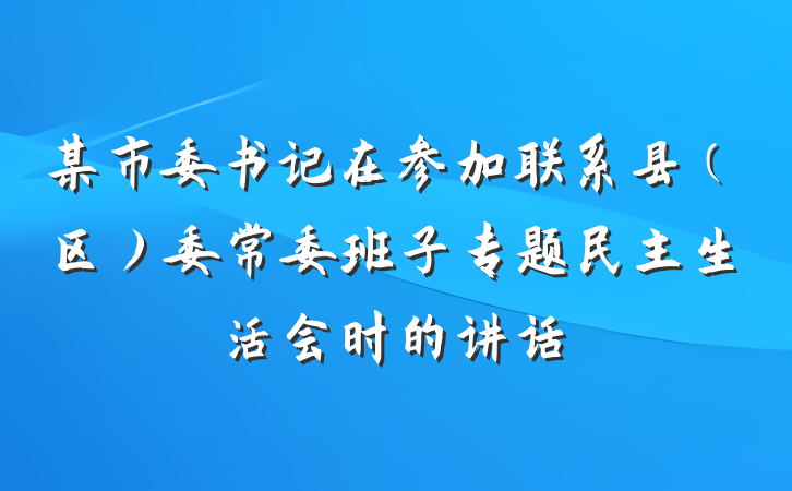 某市委书记在参加联系县(区)委常委班子专题民主生活会时的讲话