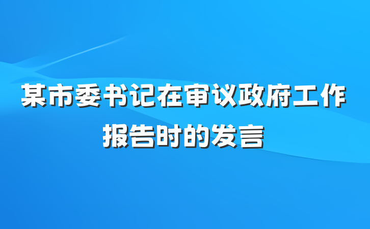 某市委书记在审议政府工作报告时的发言