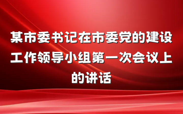 某市委书记在市委党的建设工作领导小组第一次会议上的讲话