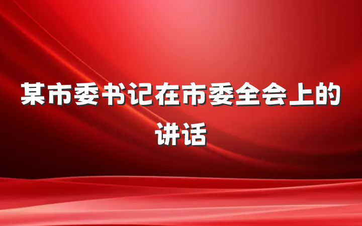 某市委书记在市委全会上的讲话