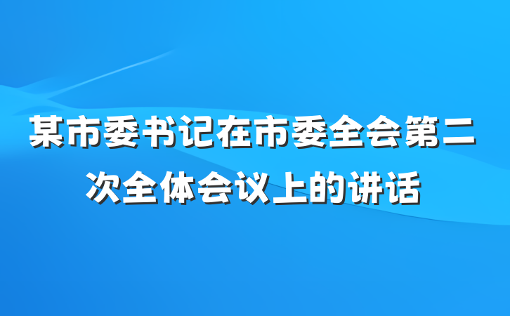 某市委书记在市委全会第二次全体会议上的讲话