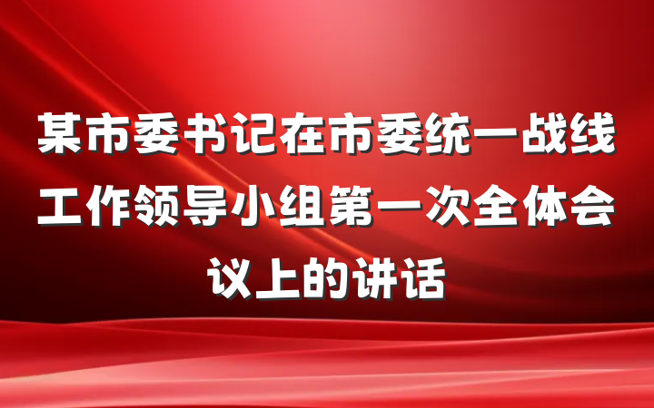 某市委书记在市委统一战线工作领导小组第一次全体会议上的讲话