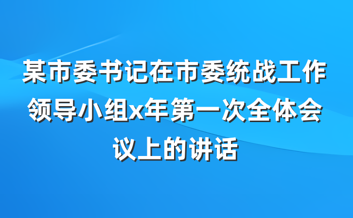 某市委书记在市委统战工作领导小组x年第一次全体会议上的讲话