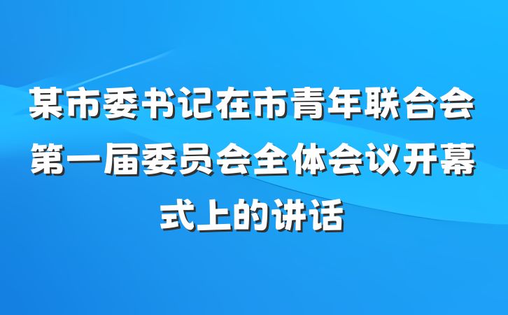 某市委书记在市青年联合会第一届委员会全体会议开幕式上的讲话