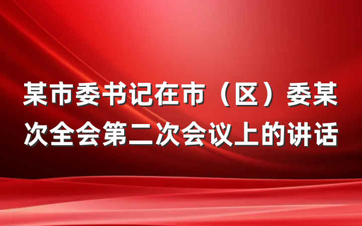 某市委书记在市（区）委某次全会第二次会议上的讲话