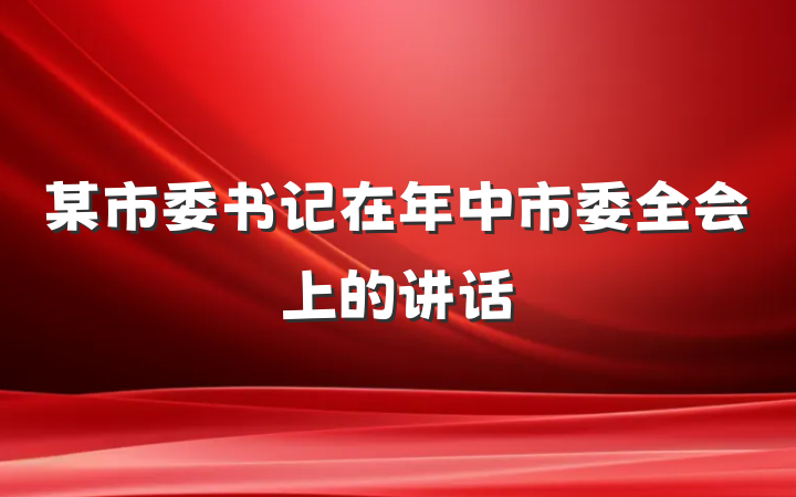 某市委书记在年中市委全会上的讲话