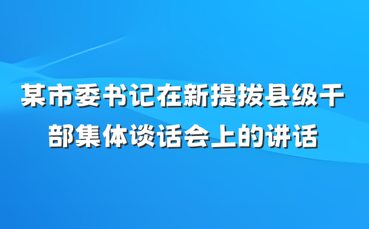 某市委书记在新提拔县级干部集体谈话会上的讲话