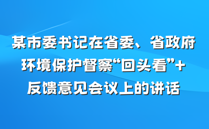 某市委书记在省委、省政府环境保护督察“回头看” 反馈意见会议上的讲话