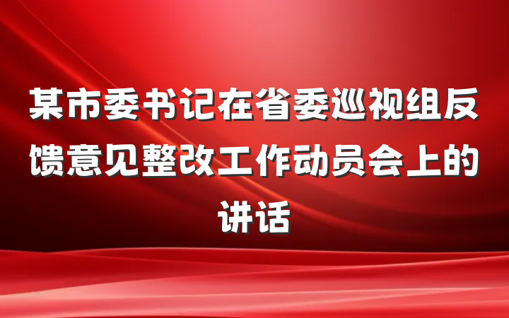 某市委书记在省委巡视组反馈意见整改工作动员会上的讲话