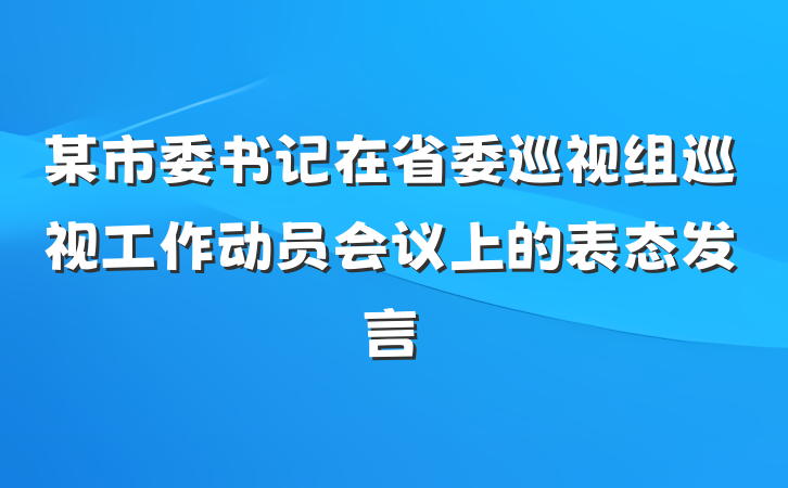 某市委书记在省委巡视组巡视工作动员会议上的表态发言
