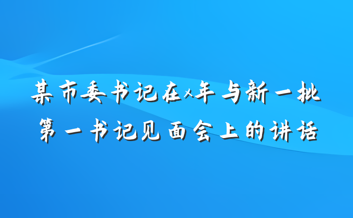 某市委书记在x年与新一批第一书记见面会上的讲话