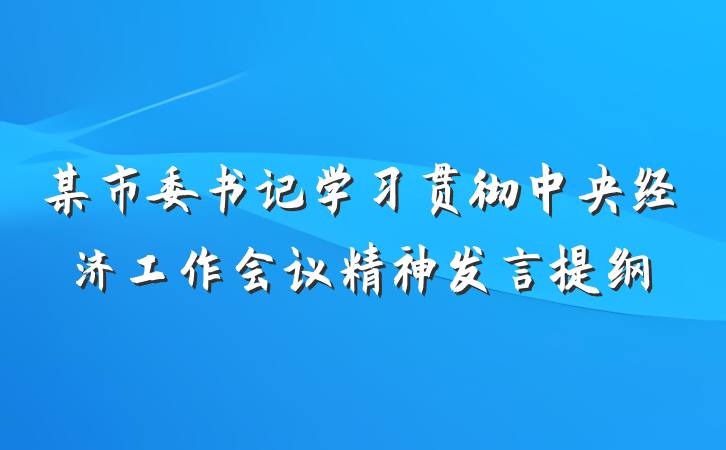 某市委书记学习贯彻中央经济工作会议精神发言提纲