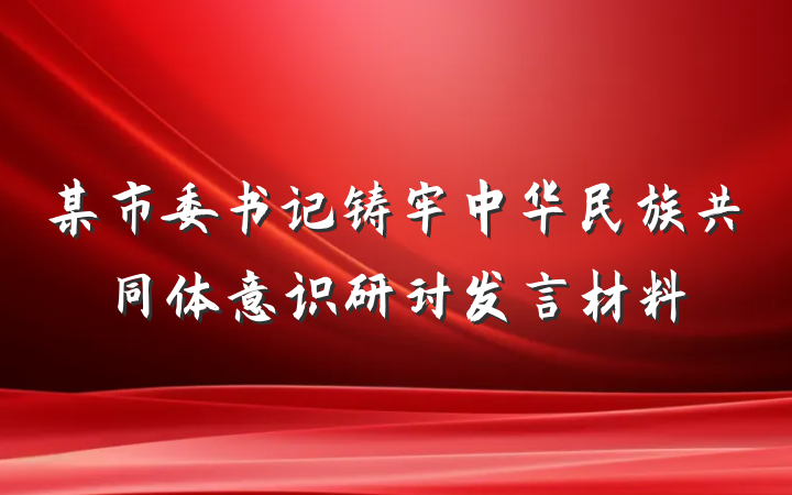 某市委书记铸牢中华民族共同体意识研讨发言材料