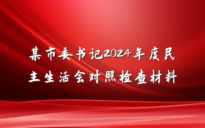 某市委书记2024年度民主生活会对照检查材料