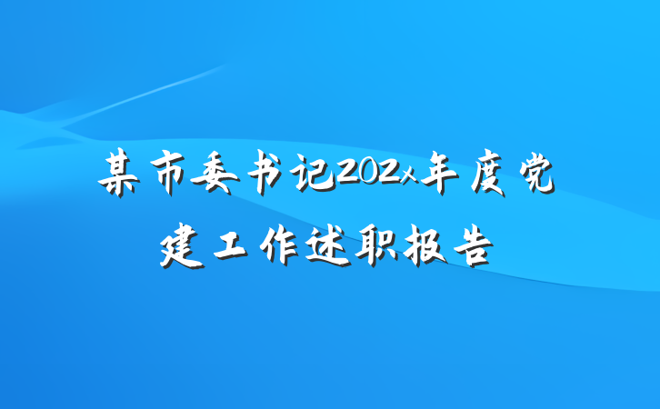 某市委书记202x年度党建工作述职报告