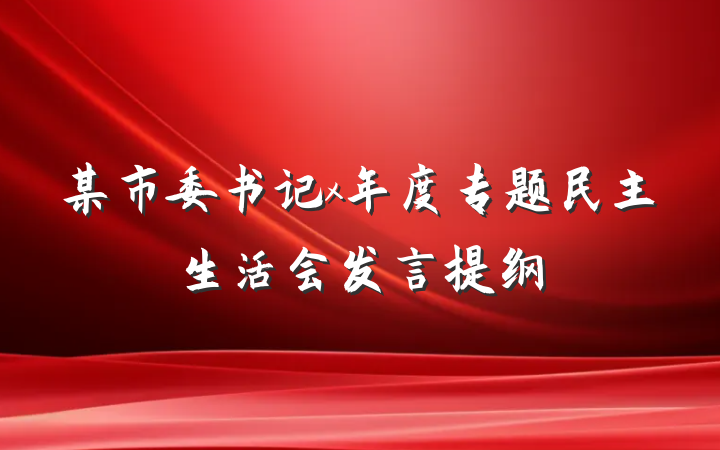 某市委书记x年度专题民主生活会发言提纲