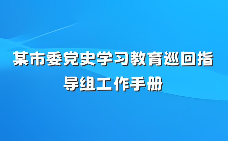 某市委党史学习教育巡回指导组工作手册