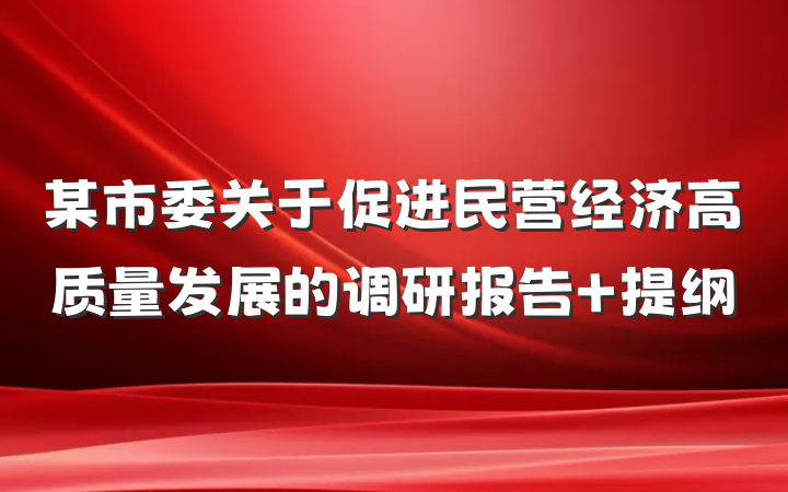 某市委关于促进民营经济高质量发展的调研报告 提纲