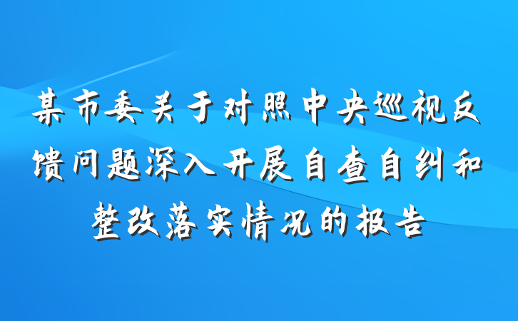 某市委关于对照中央巡视反馈问题深入开展自查自纠和整改落实情况的报告