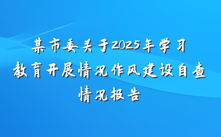 某市委关于2025年学习教育开展情况作风建设自查情况报告
