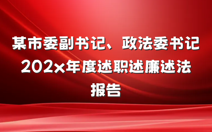 某市委副书记、政法委书记202x年度述职述廉述法报告