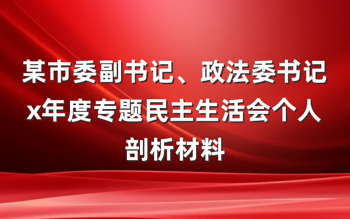 某市委副书记、政法委书记x年度专题民主生活会个人剖析材料