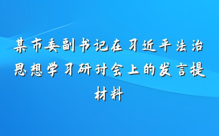 某市委副书记在习近平法治思想学习研讨会上的发言提材料