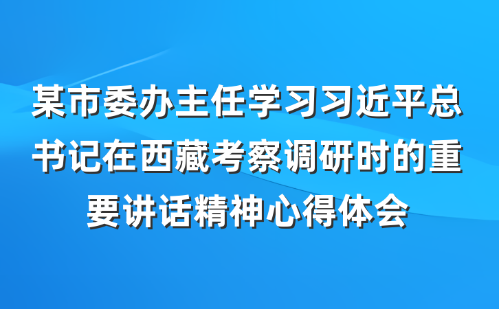 某市委办主任学习习近平总书记在西藏考察调研时的重要讲话精神心得体会