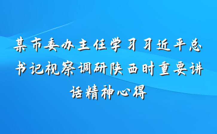 某市委办主任学习习近平总书记视察调研陕西时重要讲话精神心得